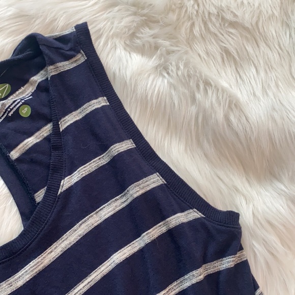 Navy Blue/Heather Gray Dakini Striped Tank Dress. (Small) - Picture 3 of 6